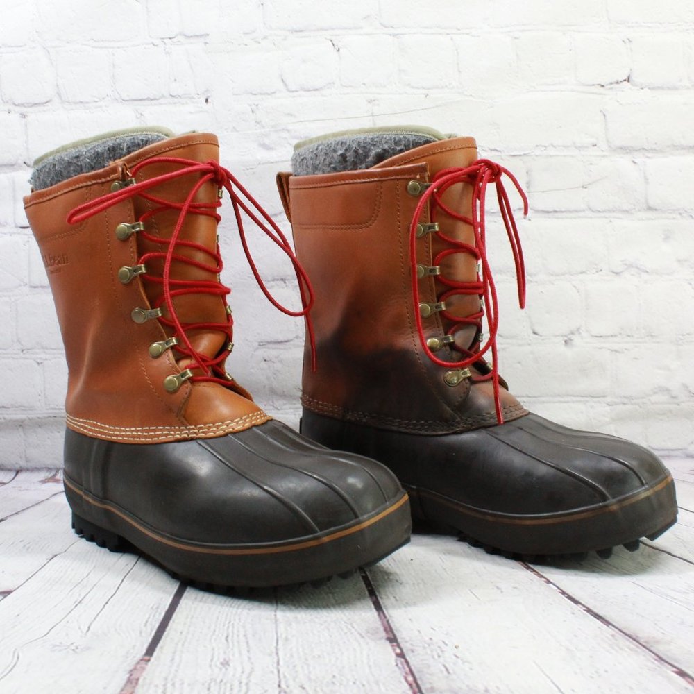 LL BEAN Maine PAC Boots Snow Felt Pack Leather Rubber Boots M 8.5-9 / L 10-10.5 - Picture 3 of 11